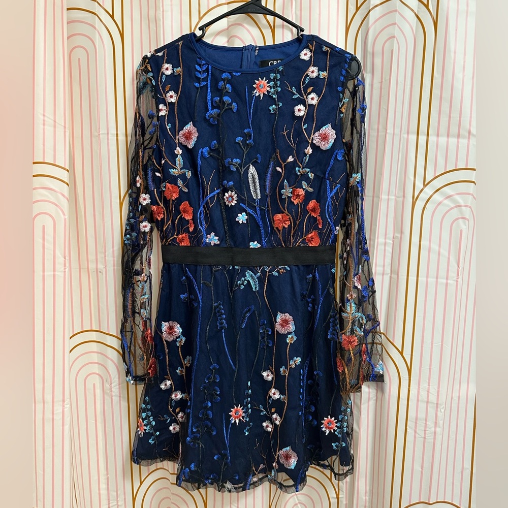 Blue floral lace dress with smaller lace detail